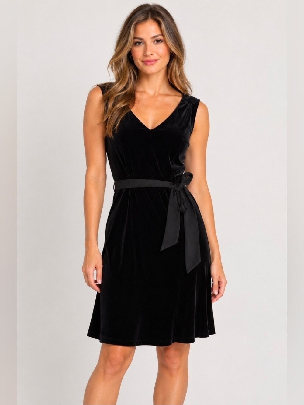 Draper James Black Velvet Tie-Waist Women’s Dress